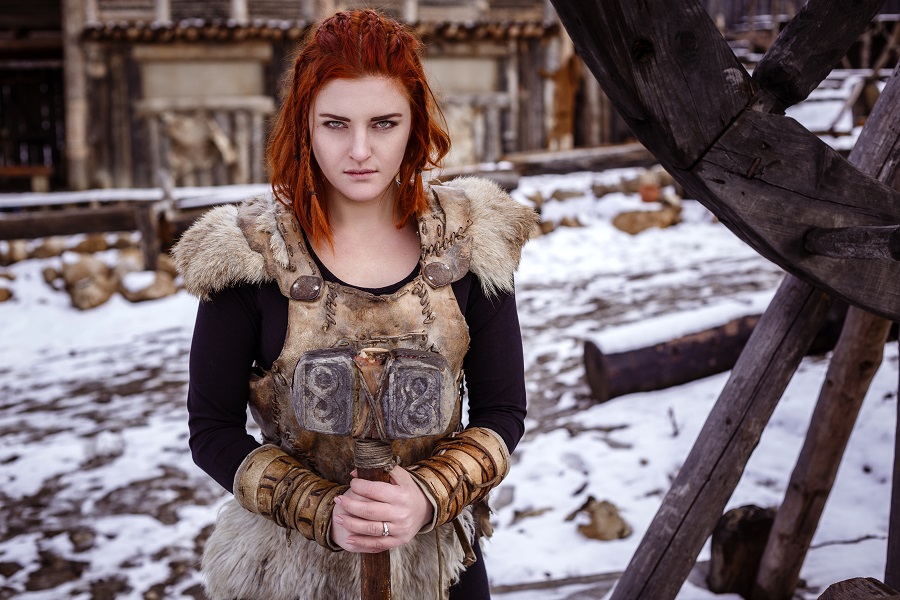 Viking woman wearing traditional clothes