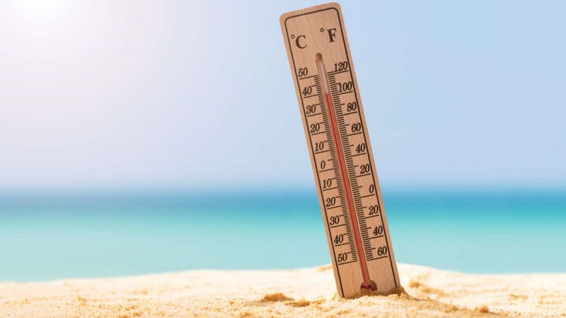 Thermometer on the beach