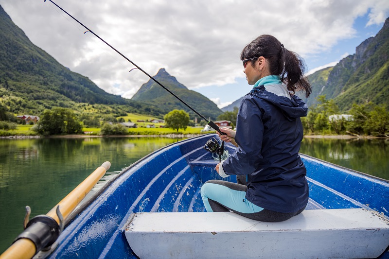 woman fishing